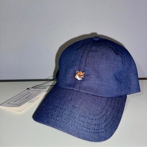 Maison Kitsune - Fox Head Embroidery 6P Cap (Navy) with adjustable straps